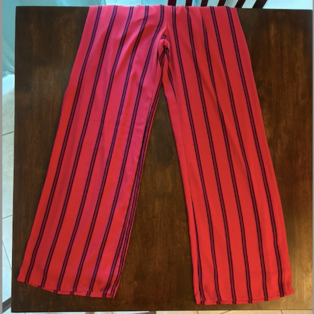 EXPRESS Striped Wrapped Front Jumpsuit Red S - Picture 11 of 12